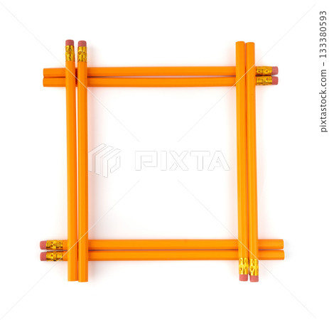 Pencils with a rubber isolated. Unsharpened yellow wooden graphite pencils Pencils with a rubber isolated. Unsharpened yellow wooden graphite pencils 133380593