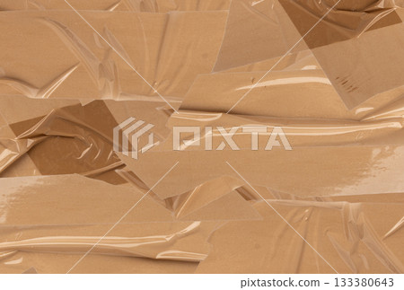 Brown scotch tape texture background, adhesive tape pieces pattern 133380643