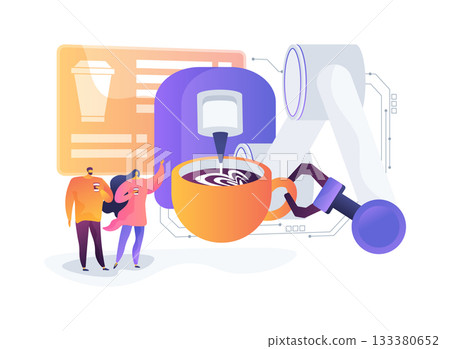 Robotic Barista Cafe abstract concept vector illustration. Robotic Barista Cafe abstract concept vector illustration. 133380652