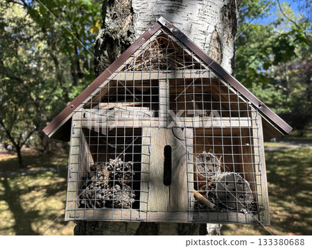 Insect house on tree in city garden 133380688