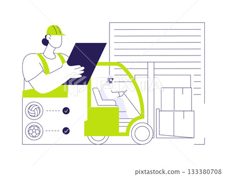 Unloading goods abstract concept vector illustration. Unloading goods abstract concept vector illustration. 133380708