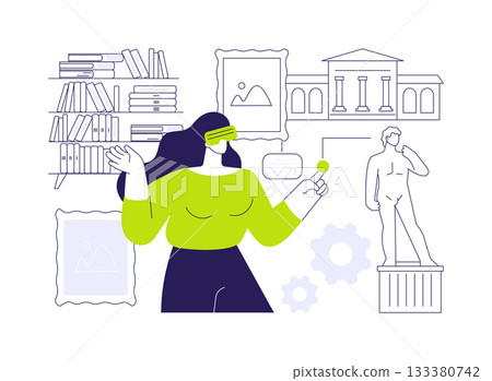 Virtual museum visit isolated cartoon vector illustrations. Virtual museum visit isolated cartoon vector illustrations. 133380742