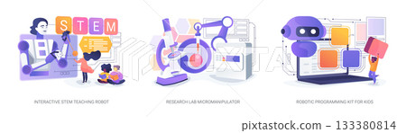 Educational and Scientific Robotics in Action abstract concept vector illustrations. Educational and Scientific Robotics in Action abstract concept vector illustrations. 133380814