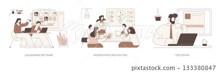 Working with software isolated cartoon vector illustrations se 133380847