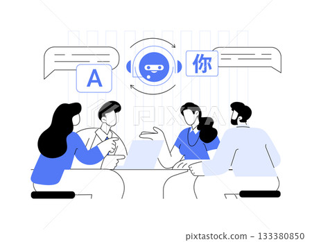 Real-Time Language Translation for Global Teams abstract concept vector illustration. Real-Time Language Translation for Global Teams abstract concept vector illustration. 133380850