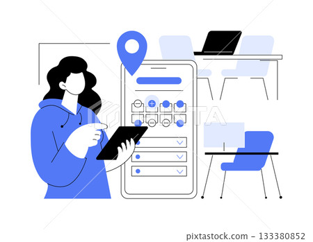 Smart Desk Reservation Systems abstract concept vector illustration. Smart Desk Reservation Systems abstract concept vector illustration. 133380852