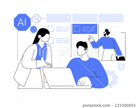 Virtual Collaboration Rooms with Smart Tools abstract concept vector illustration. 133380855