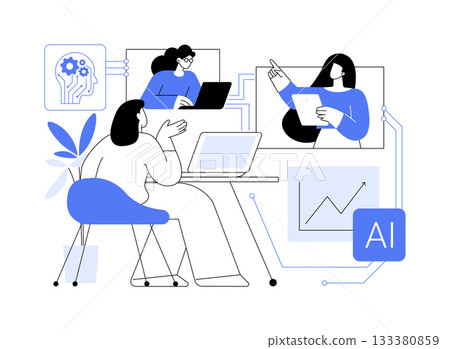Virtual Office Spaces with AR Integration abstract concept vector illustration. Virtual Office Spaces with AR Integration abstract concept vector illustration. 133380859