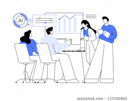 AI-Powered Virtual Office Assistants abstract concept vector illustration. 133380860