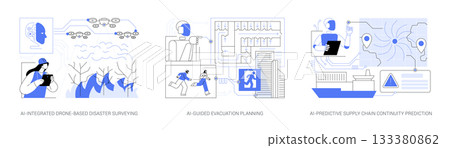 AI Solutions for Crisis Planning abstract concept vector illustrations. AI Solutions for Crisis Planning abstract concept vector illustrations. 133380862