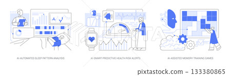 AI Wellness Solutions for Seniors abstract concept vector illustrations. 133380865