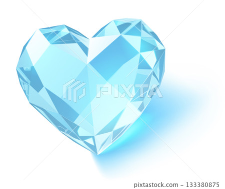 Blue heart-shaped diamond on white. 133380875