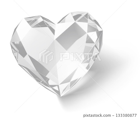 Diamond heart shape on white background. Diamond heart shape on white background. 133380877