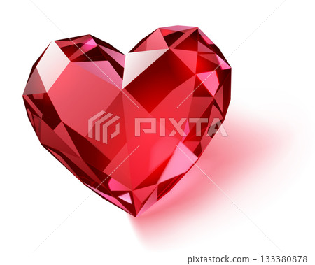 Red heart gemstone. Red heart gemstone. 133380878