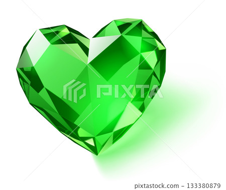 Green heart-shaped gemstone. Green heart-shaped gemstone. 133380879