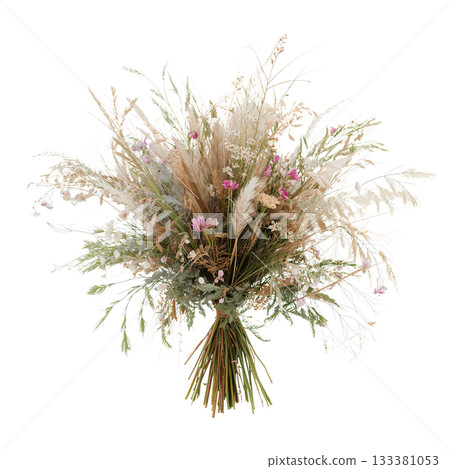 Beautiful Dried Flower Bouquet With Natural Tones and Delicate Blooms for Any Occasion 133381053