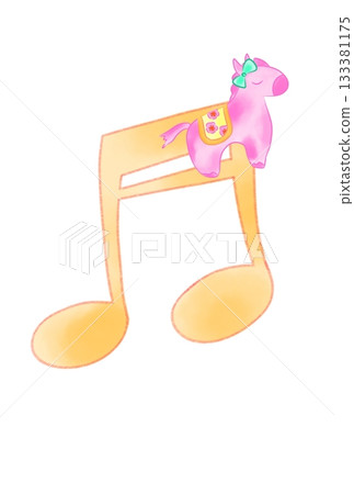 一個可愛的小馬和一個音符 133381175