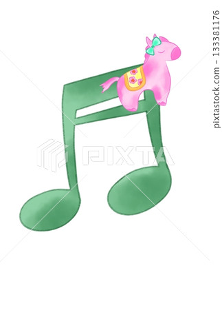 一個可愛的小馬和一個音符 133381176