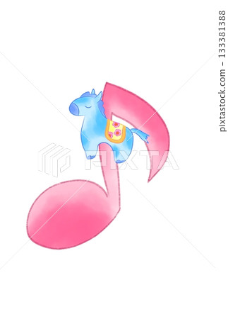 一個可愛的小馬和一個音符 133381388