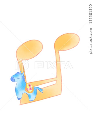 一個可愛的小馬和一個音符 133381390