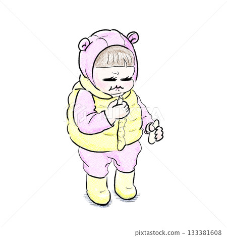 Children eating rice crackers outside (color) Children eating rice crackers outside (color) 133381608