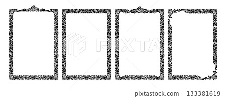 Vintage Damask A4 Frames Isolated Vector Set Rococo Ornate Wedding Card or Invitation, Elegant Illustration Decorative Floral Border Calligraphic Victorian Ornaments for Posters or Cards Vintage Damask A4 Frames Isolated Vector Set Rococo Ornate Wedding Card or Invitation, Elegant Illustration Decorative Floral Border Calligraphic Victorian Ornaments for Posters or Cards 133381619