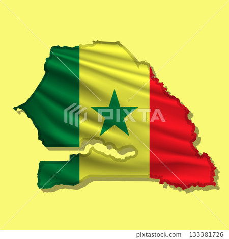 Vector flag Senegal in the form of a map 133381726