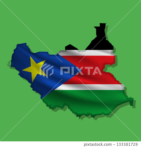 Vector flag South Sudan in the form of a map Vector flag South Sudan in the form of a map 133381729