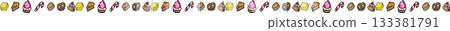 Boarder line Cute Hand Drawn Dessert and Candy Icon 133381791