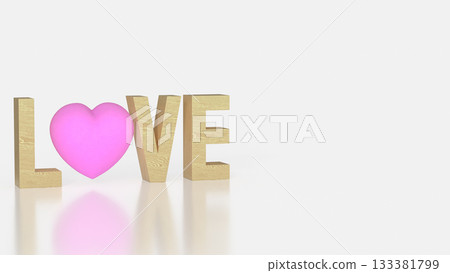 LOVE Text with Pink Heart Symbol on White Background 3d render. LOVE Text with Pink Heart Symbol on White Background 3d render. 133381799