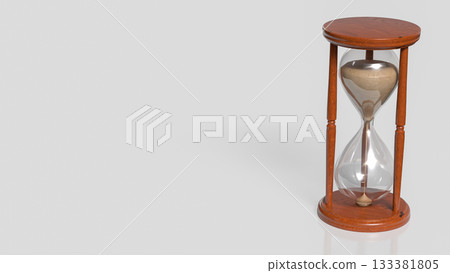 Classic Wooden Hourglass with Flowing Sand 3d render. Classic Wooden Hourglass with Flowing Sand 3d render. 133381805