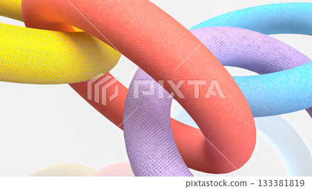 The Colorful Abstract 3D Torus Shapes Interlocked for Abstract Background concept. The Colorful Abstract 3D Torus Shapes Interlocked for Abstract Background concept. 133381819