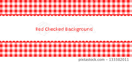 Cute red and white gingham vector border with scalloped edge for cooking backgrounds and designs Cute red and white gingham vector border with scalloped edge for cooking backgrounds and designs 133382011