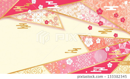 A gorgeous Japanese-style background design with gorgeous pink and gold Japanese pattern parts layered on top of each other. A gorgeous Japanese-style background design with gorgeous pink and gold Japanese pattern parts layered on top of each other. 133382345