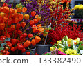 Autumn flower market offering vibrant seasonal plants and decor 133382490