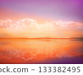 Sunset waterscape of lake with sky reflection 133382495
