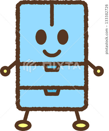 手繪人物單圖示插圖 冰箱 133382726