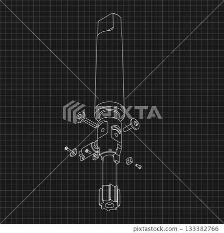 Mechanical engineering drawings. Tap tools, borer. Technical Design. Cover. Blueprint. Step Cutting Tool with Countersinking Function. Technical 3D Vector Illustration Mechanical engineering drawings. Tap tools, borer. Technical Design. Cover. Blueprint. Step Cutting Tool with Countersinking Function. Technical 3D Vector Illustration 133382766