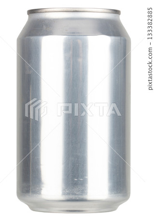 Blank white aluminum 330 ml soda can mockup, side view. Blank white aluminum 330 ml soda can mockup, side view. 133382885
