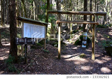 Echizen-dake in the Aitaka mountain range: The Suyama Aitaka trailhead passes under the shrine gate of Yamajinja Shrine 133382921