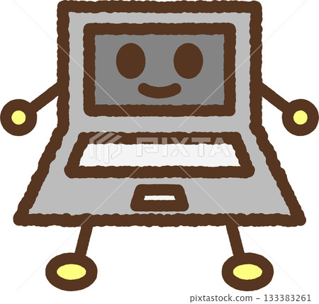 手繪角色圖示插圖：筆記型電腦 133383261