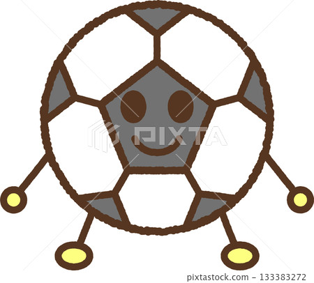 Hand-drawn character icon illustration: soccer ball 133383272