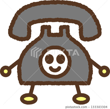 Hand-drawn character icon illustration: Black telephone Hand-drawn character icon illustration: Black telephone 133383304