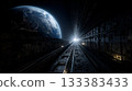 穿越機械城市的太空隧道和地球夜景 133383433