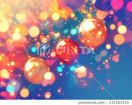 Sparkling Christmas balls and light background AI image 133383510