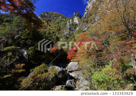 Shosenkyo Gorge dyed in autumn leaves 133383929