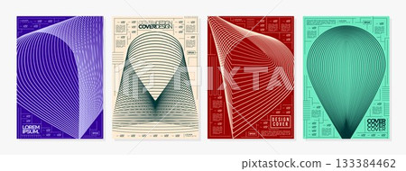 Modern abstract line pin point cover design set 133384462