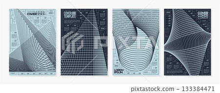 Digital network wireframe line abstract cover set Digital network wireframe line abstract cover set 133384471