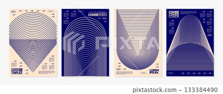 Modern half circle virtual line abstract cover background set Modern half circle virtual line abstract cover background set 133384490