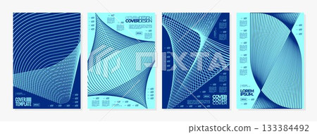 Blue structure motion line abstract cover background set Blue structure motion line abstract cover background set 133384492